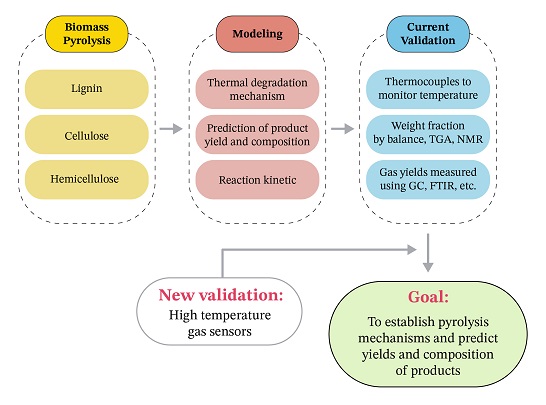 A review on the modeling and validation of biomass pyrolysis with a focus on product yield and composition 