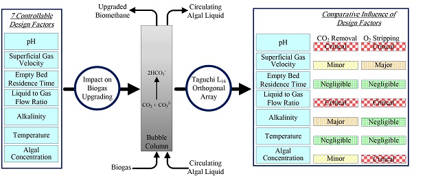 A comparative evaluation of design factors on bubble column operation in photosynthetic biogas upgrading 