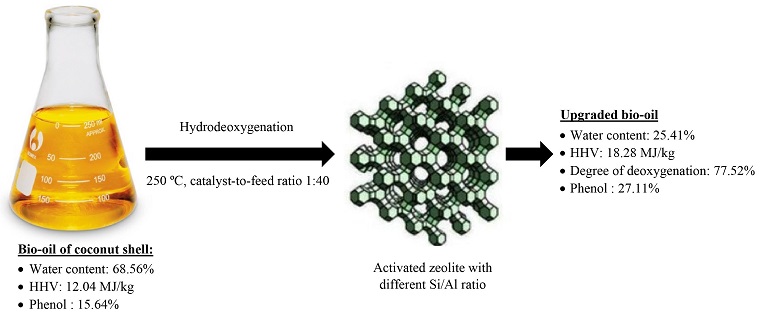 Bio-oil hydrodeoxygenation over acid activated-zeolite with different Si/Al ratio 