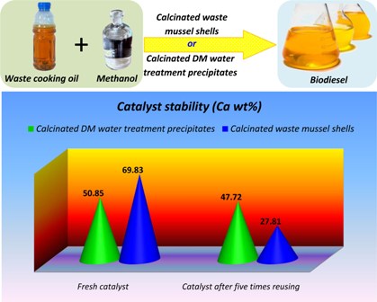 Kinetic comparison of two basic heterogenous catalysts obtained from sustainable resources for transesterification of waste cooking oil 