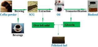 Integrated volarization of spent coffee grounds to biofuels 